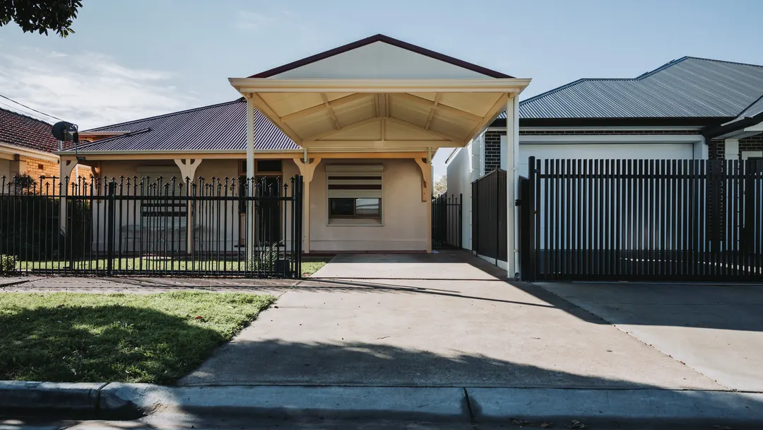 A new gable carport over the driveway of a Royal Park home